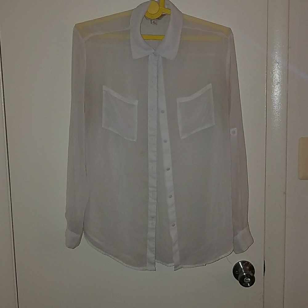 Sheer white button down